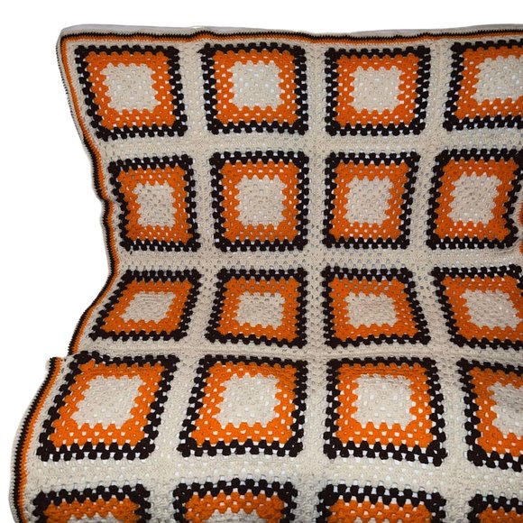 Handmade Hand Crafted Vintage 70's Style Granny Square Throw Afgan 76 X 53 - Picture 7 of 11
